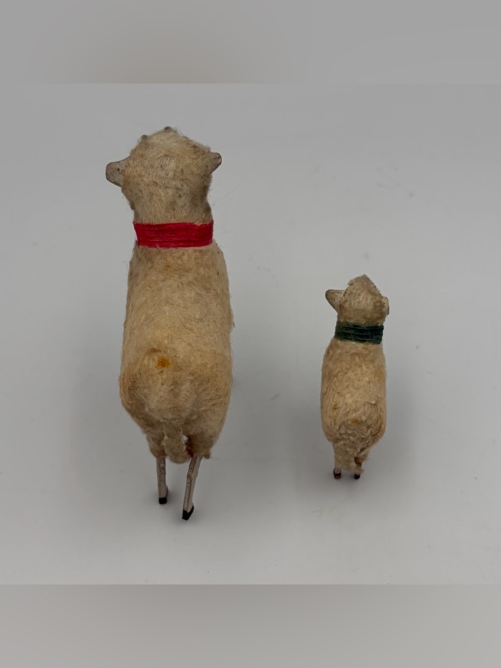 2 Antique German Putz Wooly Sheep Herd Handmade Nativity Primitive Folk Art Pair - Picture 4 of 7